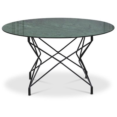 Sofabord Star 90 cm - Grnt marmoreret glas / sort base
