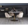 Plaza spisegruppe, marmor bord med 4 stk. Plaza fljlsstole - Beige/Hvid/Messing