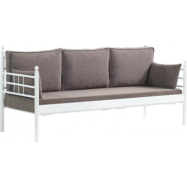 Manyas 3-personers udendrs sofa - Hvid/brun + Tekstilrensning til mbler