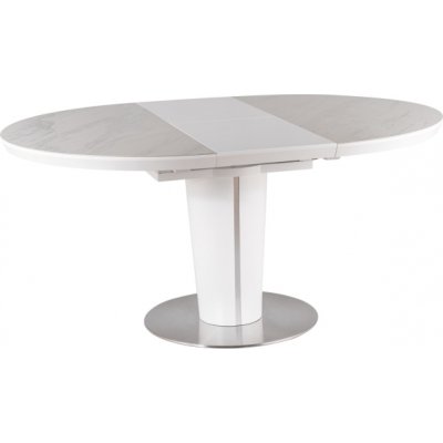 Orbit udtrkbart spisebord 120x120-160 cm - Hvid keramisk marmor