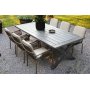 Oxford udendrs spisegruppe; grt bord 220 cm inkl. 6 Lincoln stabelbare stelstole gr/beige