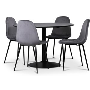 Seat spisegruppe, spisebord med 4 Carisma fljlstole - sort / gr + 2.00 x Mbelfdder