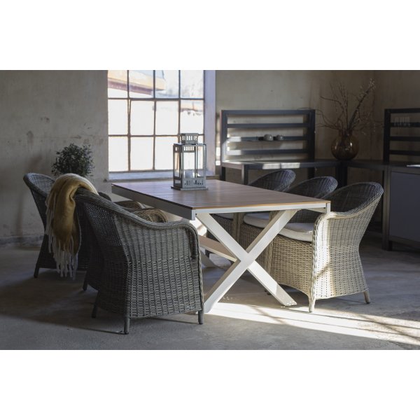 Bologna spisebord 200-240 cm - Hvid / Eg (Aintwood)