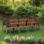 Alva spisebordsst 250x90 cm inkl. 8 stole - Teak / Galvaniseret stl