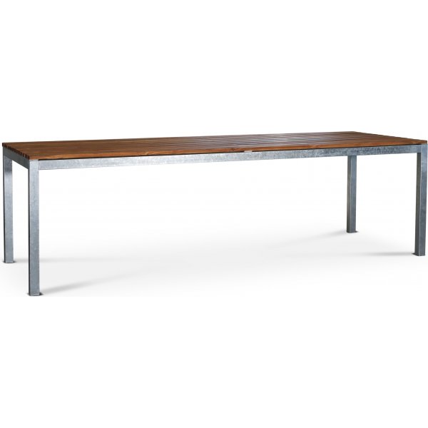 Alva spisebord 250x90 cm - Teak / Galvaniseret stl