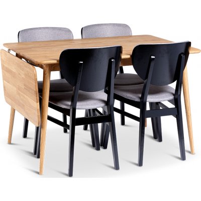 Alborg spisebord 120-160x80 cm med 4 Borgholm stole