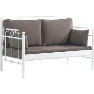 Hampus 2-personers udendrs sofa - Hvid/brun + Mbelplejest til tekstiler