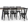 Edge 3.0 spisebordsst 190x90 cm inkl. 6 sorte pindestole Castor - Gr Hjtrykslaminat (HPL)