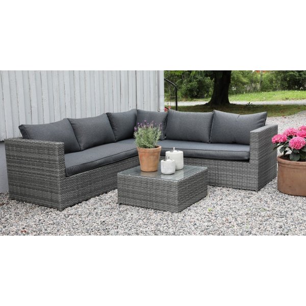 Miami udendrs mbelst med bord - Gr polyrattan
