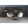 Plaza spisegruppe, marmorbord med 4 stk. Plaza fljlsstole - Beige/Gr/Messing