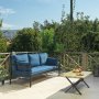 Hampus 3-personers udendrs sofa - Sort/bl + Tekstilrensning til mbler