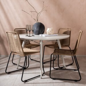 Lina udendrs spisegruppe med 4 Lindos stole - Beige/Brun