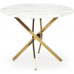 Raymond spisebord 100 cm - Hvid marmor/guld