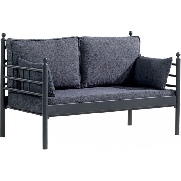 Manyas 2-personers udendrs sofa - Sort/antracit + Tekstilrensning til mbler