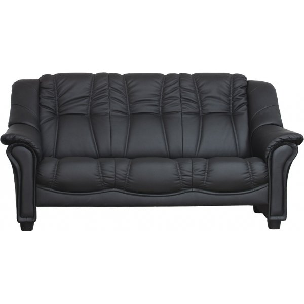 Sort PU 3-personers sofa - Rome