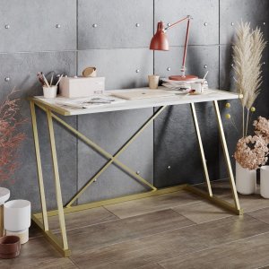 Anemon skrivebord 120x60 cm - Hvid/guld