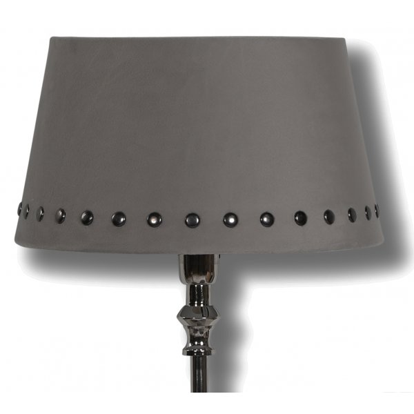 Velvet lampeskrm med nitter 33 cm - Gr / Rgfarvet