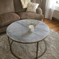 Kundebillede Accent sofabord rund 85 - Hvid marmor / Messingsfarvet