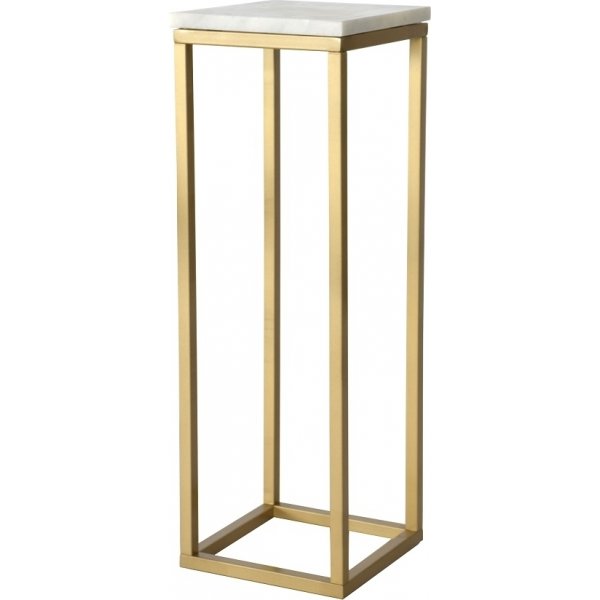 Accent piedestal - 80 cm (hvid marmor & messingfarvet)