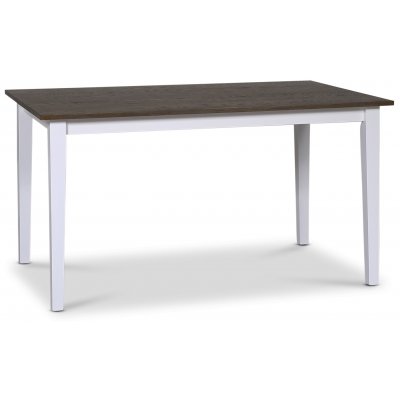 Skagen spisebordsst; spisebord 140 cm - Hvid/brunbejdset eg med 4 stk. Danderyd No.16 spisebordsstole Sort