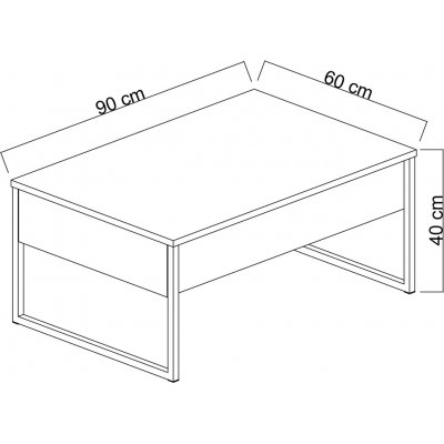 Lux sofabord 90 x 60 cm - Hvid/sort