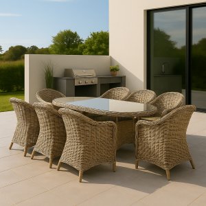Spisesæt med 6 stole og spisebord 180 x 100 cm rattan - Menton/Mercury Spisesæt med 6 stole og spisebord 180 x 100 cm rattan - Menton/Mercury