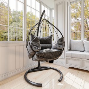 Mavera hængestol - Antracit/sort + Møbelplejesæt til tekstiler