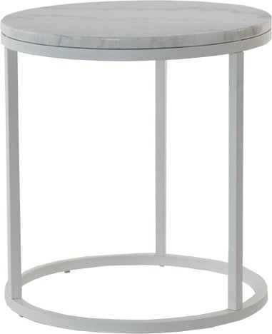 Accent rundt lampebord D50 cm - hvid marmor / hvid underdel
