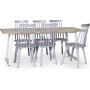 Edge spisegruppe; Spisebord i hvid HPL 190x90 cm med 6 gr Dalsland stokstole