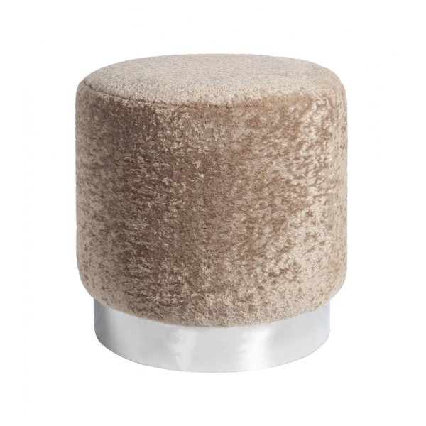 Furry siddepuf - Beige / Krom