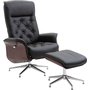 Milos lnestol med fodskammel (Recliner) - Sort PU