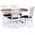 Fitchburg spisebordsst; rundt spisebord 106/141 cm - Hvid / olieret eg med 4 stk. Fr stole med sde i grt stof