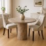Pegani rundt spisebord i beige/gr marmor - 110 cm