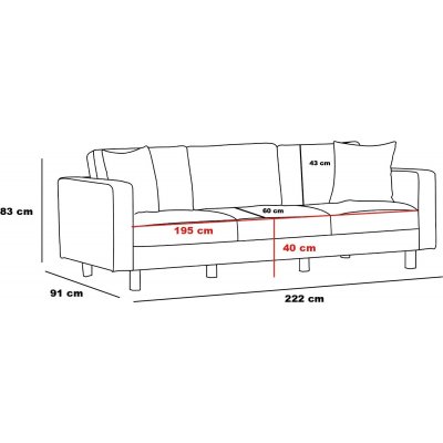 Berlin 3-personers sofa - Cremehvid/sort