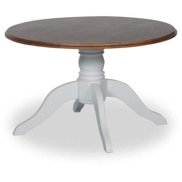 Victoria rundt vintage sofabord 85 cm - Hvid/Brun bejdse + Pletfjerner til mbler