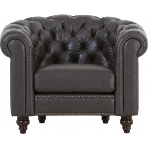 Royal Chesterfield lnestol i mrkebrunt kunstlder + Pletfjerner til mbler