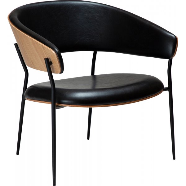 Tremmeseng loungestol - Sort PU/egefiner