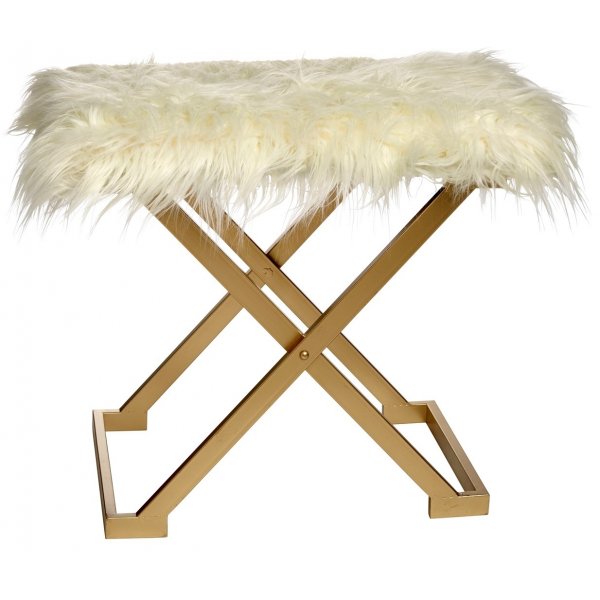 Taburet New York 60 cm - Guld / Hvid
