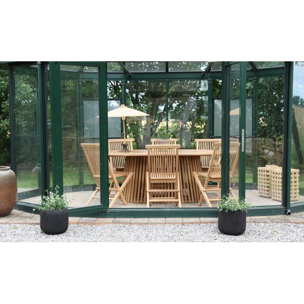 Salt udendrs spisebordsst ovalt spisebord 200 cm med 6 spisebordsstole - Teak