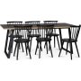 Edge 3.0 spisebordsst 190x90 cm inkl. 6 stk. sorte pindestole Castor - Sort Hjtrykslaminat (HPL)