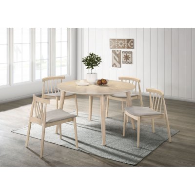 Firenze spisegruppe i hvidvask; rundt spisebord med 4 Florence stole
