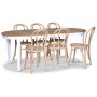 Fr spisebordsst; Ovalt spisebord 160-210 cm - Hvid / Olieret Eg med 6 stk. Danderyd No.18 spisebordsstole Whitewash