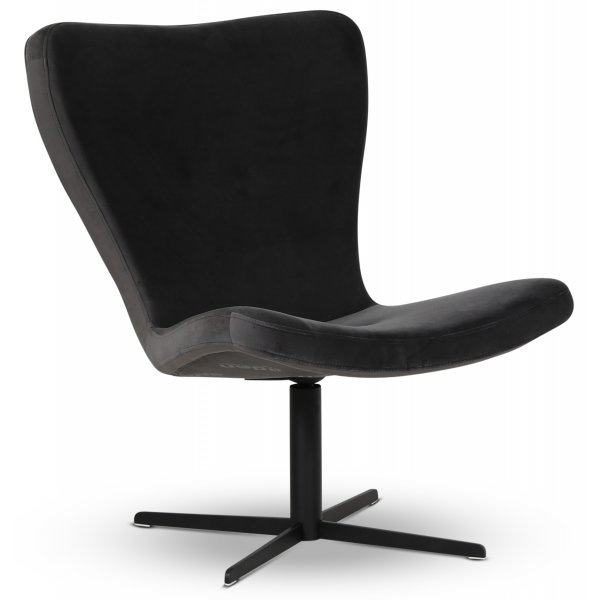 Spekerd designer lnestol - Mrkegr (Fljl) / Sort + Mbelfdder