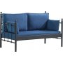 Lalas 2-personers udendrs sofa - Sort/bl + Pletfjerner til mbler