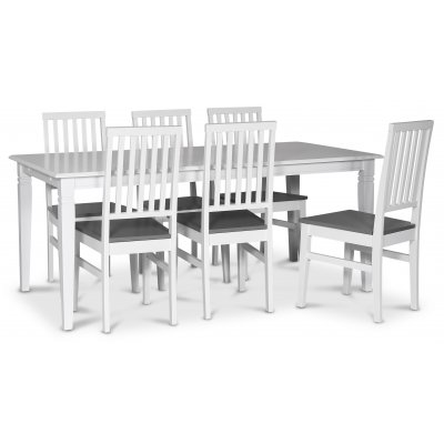 Sandhamn spisebordsst; 180x90 cm bord med 6 stk. Fr spisebordsstole