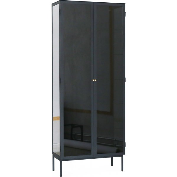 Revel glasskab 200x80 cm - Sort / Tonet glas