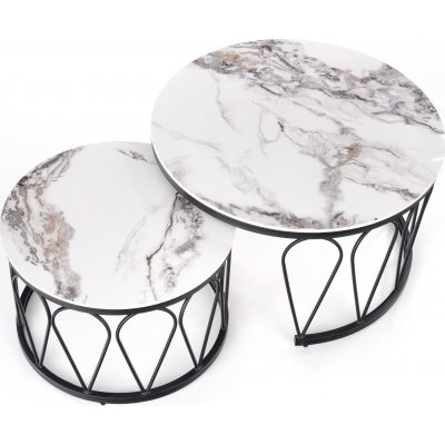 Formosa sofabord 60 cm - Hvid marmor/sort
