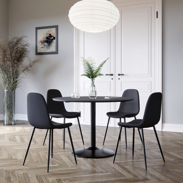 Seat spisebordsst, spisebord med 4 Carisma spisebordsstole - Sort
