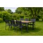 Spisest: 6 stole og spisebord 205 x 90 cm sort/natur - Copacabana