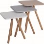 Tredobbelt dkket bord 34 x 34 cm - Hvid/cappuccino/gr